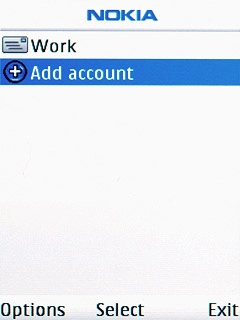 If email accounts have been created already:Scroll to Add account and press the Navigation key.