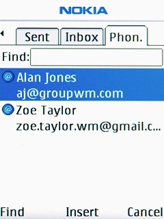 Highlight the required contact and press the Navigation key.