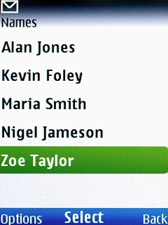 Highlight the required contact and press the Navigation key.
