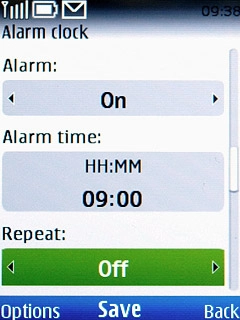Scroll to Repeat and press Navigation key right to select On or Off.
