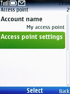 Scroll to Access point settings and press the Navigation key.