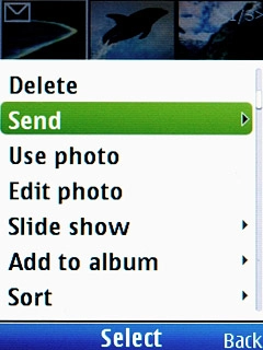 Scroll to Send and press the Navigation key.
