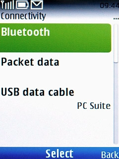 Scroll to Bluetooth and press the Navigation key.