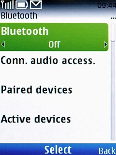 Scroll to Bluetooth and press the Navigation key.