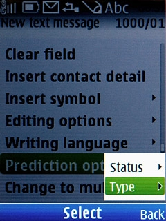 Scroll to Type and press the Navigation key.