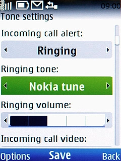 Scroll to Ringing tone.