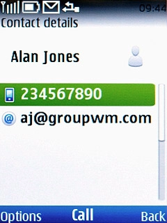 Highlight the required number and press the Navigation key.