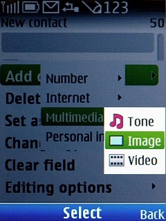 Scroll to Image and press the Navigation key.