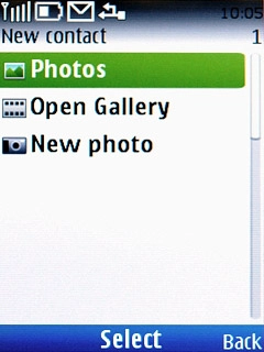 Highlight Photos, Open Gallery or New photo and press the Navigation key.