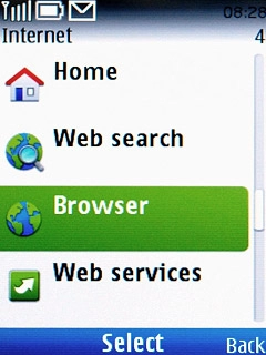 Scroll to Browser and press the Navigation key.