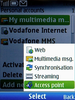 Scroll to Access point and press the Navigation key.