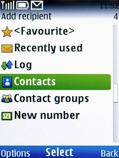 Scroll to Contacts and press the Navigation key.