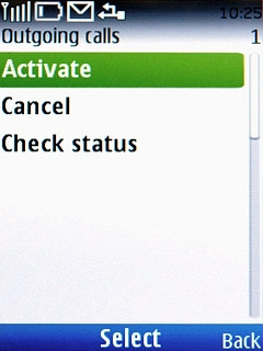 Scroll to Activate and press the Navigation key.Key in your barring password (default is 0000).