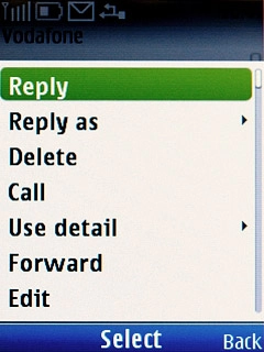 Scroll to Reply and press the Navigation key.Write the required text.