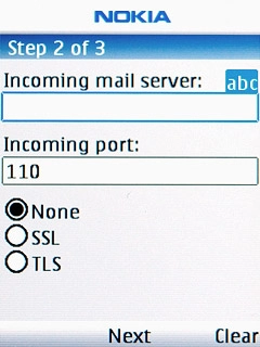 Scroll to Incoming mail server and key in the name or the IP address of your email provider's incoming server.