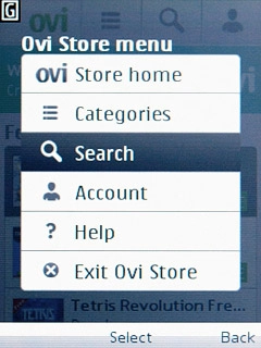 Scroll to Search and press the Navigation key.