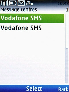 Highlight the required message centre and press the Navigation key.Key in Vodafone SMS