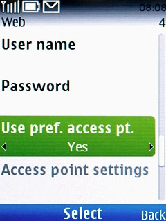 Scroll to Use pref. access pt. and press the Navigation key.