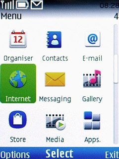 Scroll to Internet and press the Navigation key.