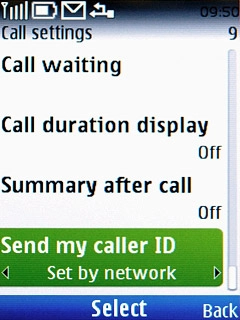 Scroll to Send my caller ID and press the Navigation key.