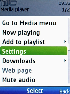 Scroll to Settings and press the Navigation key.