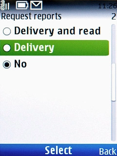 Highlight Delivery or No and press the Navigation key.