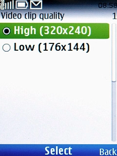 Highlight the required size and press the Navigation key.