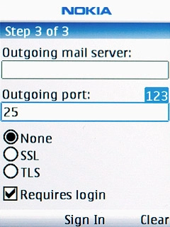 Scroll to Outgoing port and key in 25 