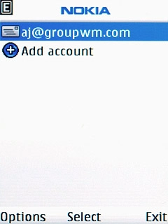 Highlight the required email account and press Options.