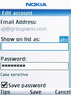 Scroll to Show on list as and key in a name for the email account (such as 