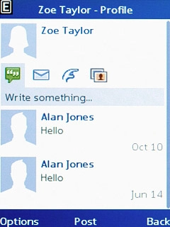 Scroll to Write something... and press the Navigation key.