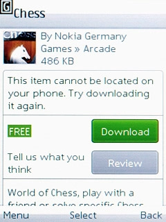 Highlight Download or Buy and press the Navigation key.Follow the instructions on the display to download and install the application.