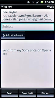 Press Subject and key in a subject for the email message.