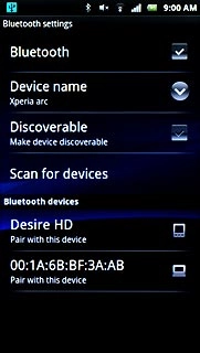 Press the required Bluetooth device.