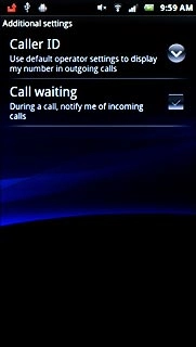 The current settings are displayed.Press Call waiting to turn the function on or off.