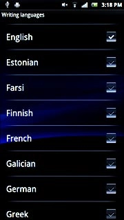 Press the box next to the required language.