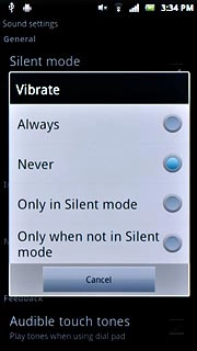 To turn off vibration:Press Never.
