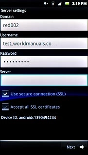 Press the field below Server and key in the server address.