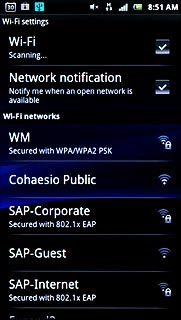 A list of Wi-Fi networks within range is displayed.Press the required Wi-Fi network.