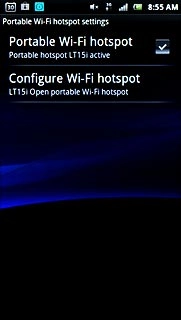 When the box next to the menu item is ticked (V), the Wi-Fi hotspot is turned on.
