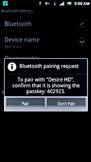 Check that the same access code is displayed on both devices and press Pair.You also need to accept the access code on the other device.The file is sent.