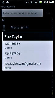 Press the required phone number or the required email address.