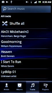 Press Shuffle all.All audio files are played back randomly.
