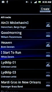 When the box next to an audio file is ticked (V), the audio file is selected.