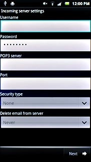 Press the field below Username and key in the username for your email account at your email provider.