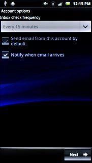 Press the drop down list below Inbox check frequency.