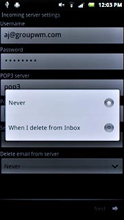 Press the required setting.