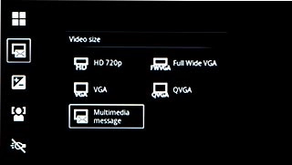 Press the required video size.