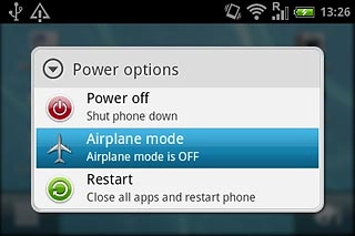 Press Airplane mode.Depending on the current setting, flight mode is now turned on or off.