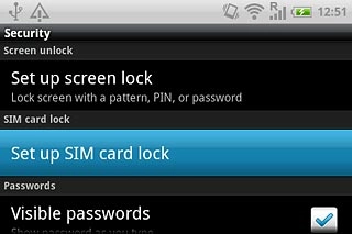 Press Set up SIM card lock.